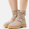 Pier One Leather - Cowboy/Biker Ankle Boot - Beige