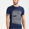 Pier One Print T-Shirt - Dark Blue/White