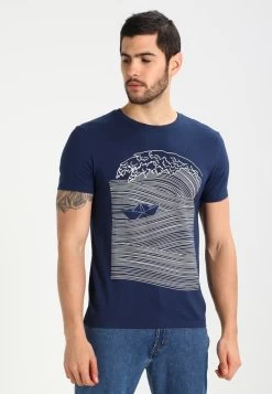 Pier One Print T-Shirt - Dark Blue/White